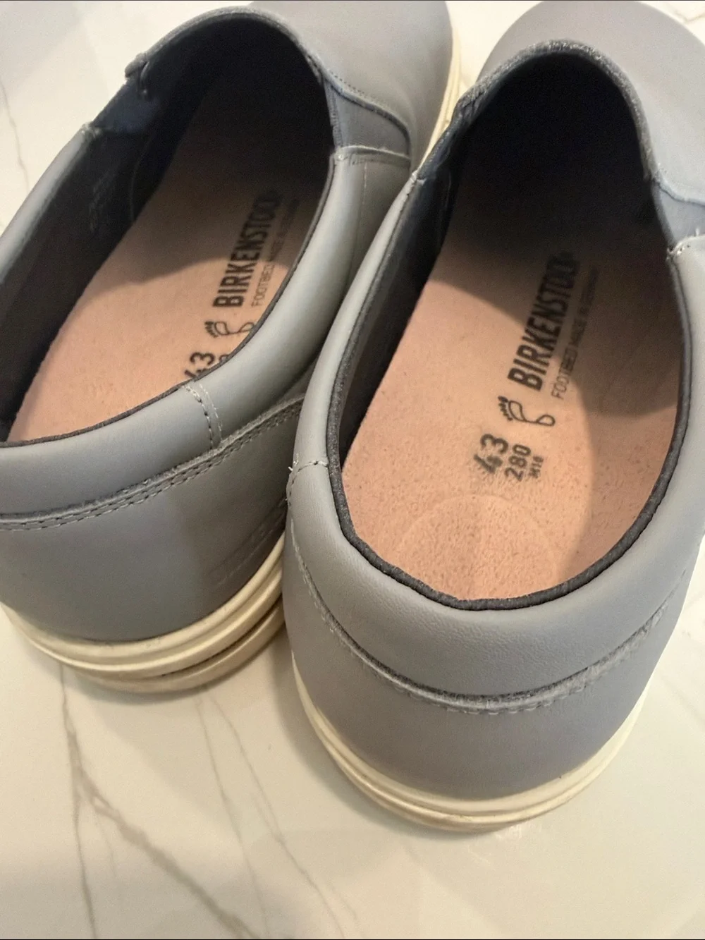 Birkenstock Gray Slip-On Sneakers with White Sole